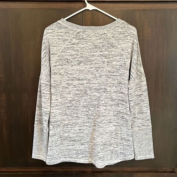 Athleta Heather Gray Crewneck Top Zipper Detail Medium - Picture 4 of 8